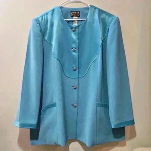 Vintage Champagne Italy Women Formal Jacket Turquoise Size 24